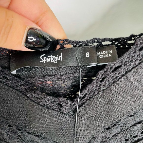 Sportsgirl Size 8 Black Linen Viscose Crop Top New With Tags - Picture 5 of 8